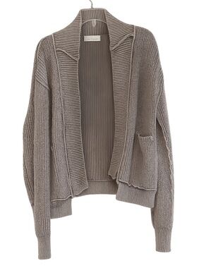 Stylish Women's Ribbed Cardigan in Mocha